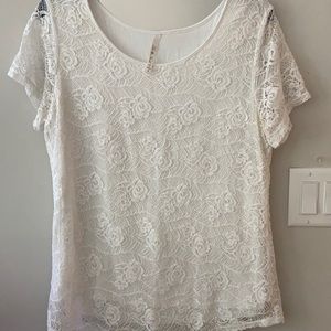 LEO & NICOLE LACE TOP BLOUSE SHIRT SIZE LARGE